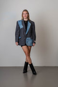 Vintage blazer grijs met denim