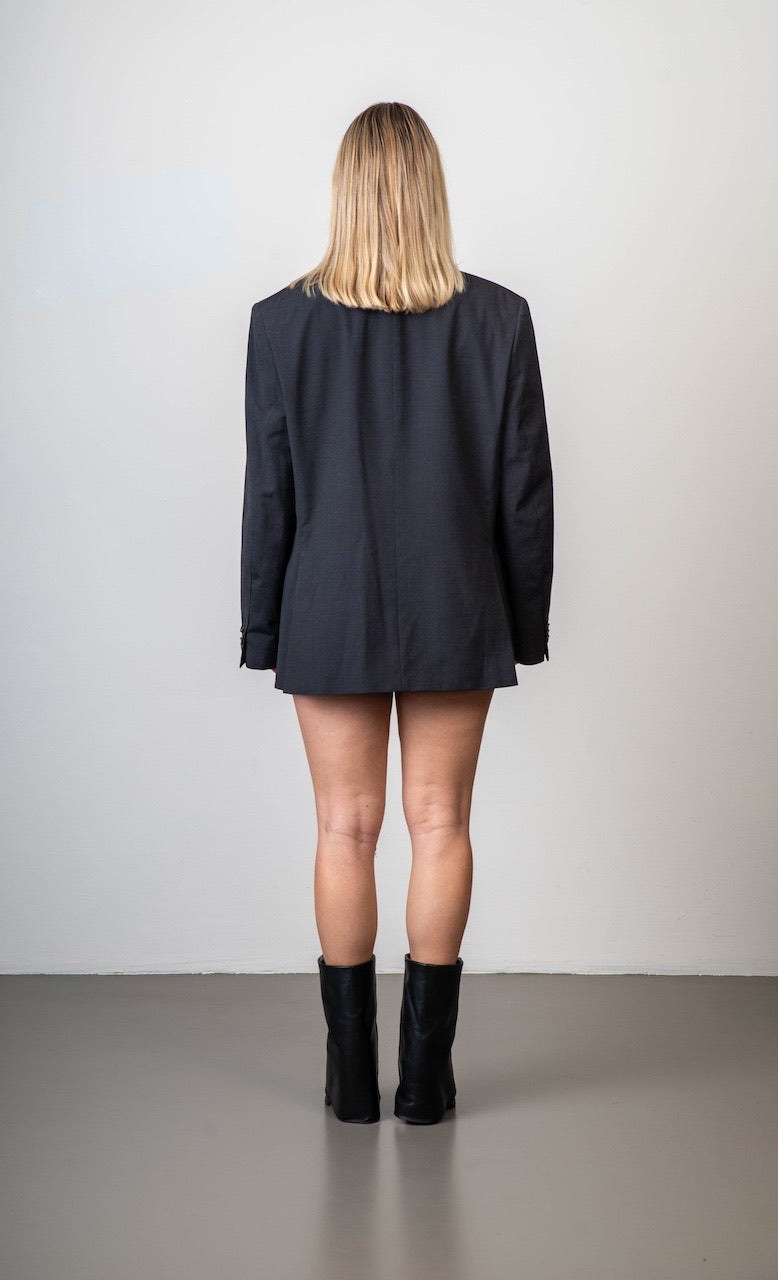 Zwarte vintage blazer met gekleurde steentje