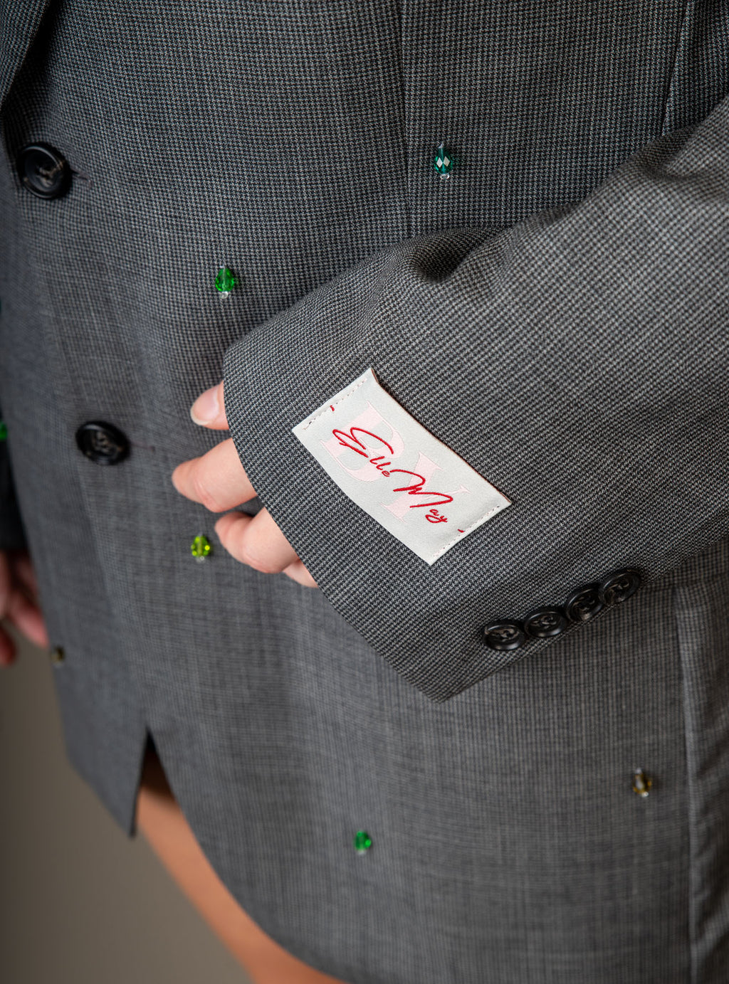 Vintage blazer grijs geruit