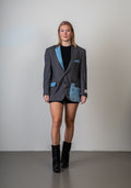 Grijze vintage blazer met denim