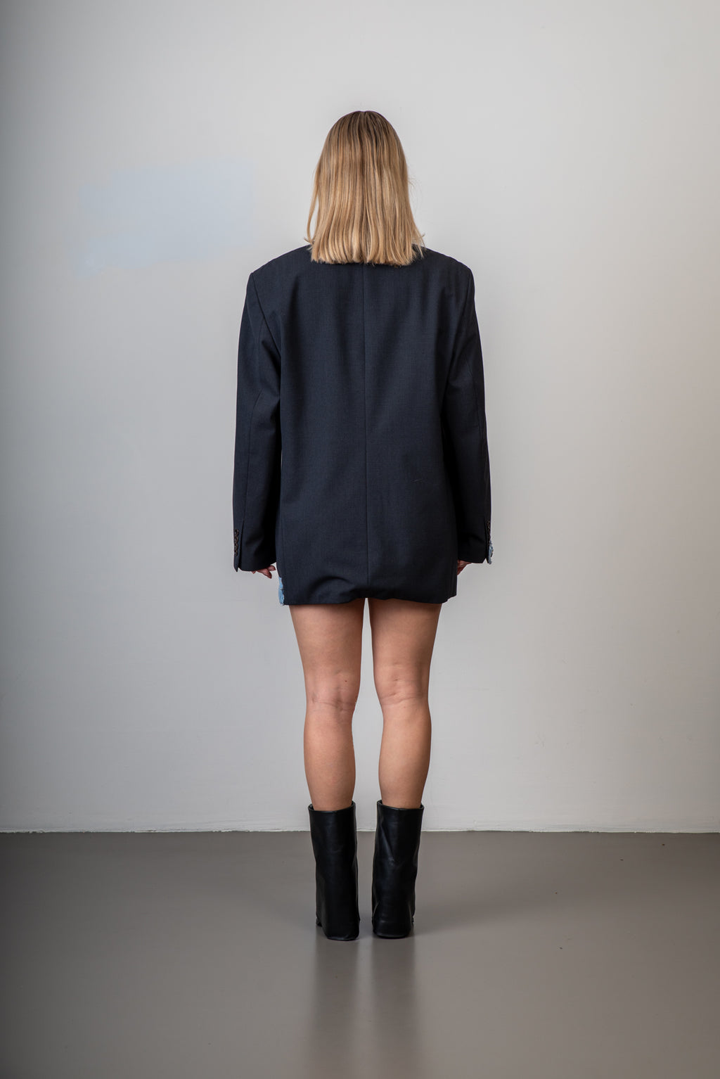 Zwarte vintage blazer met denim