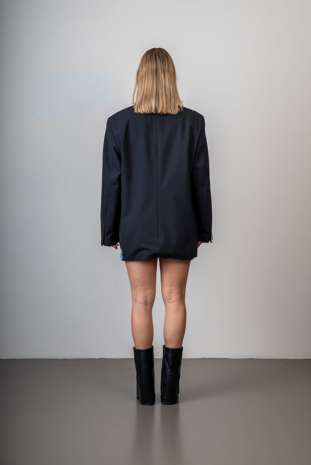 Zwarte vintage blazer met denim